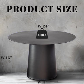 Mid Century Modern Metal Single Round Coffee Table-Black