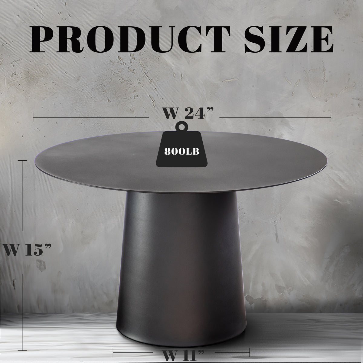 OpenBox Mid Century Modern Metal Single Round Coffee Table -Black 23.6"W