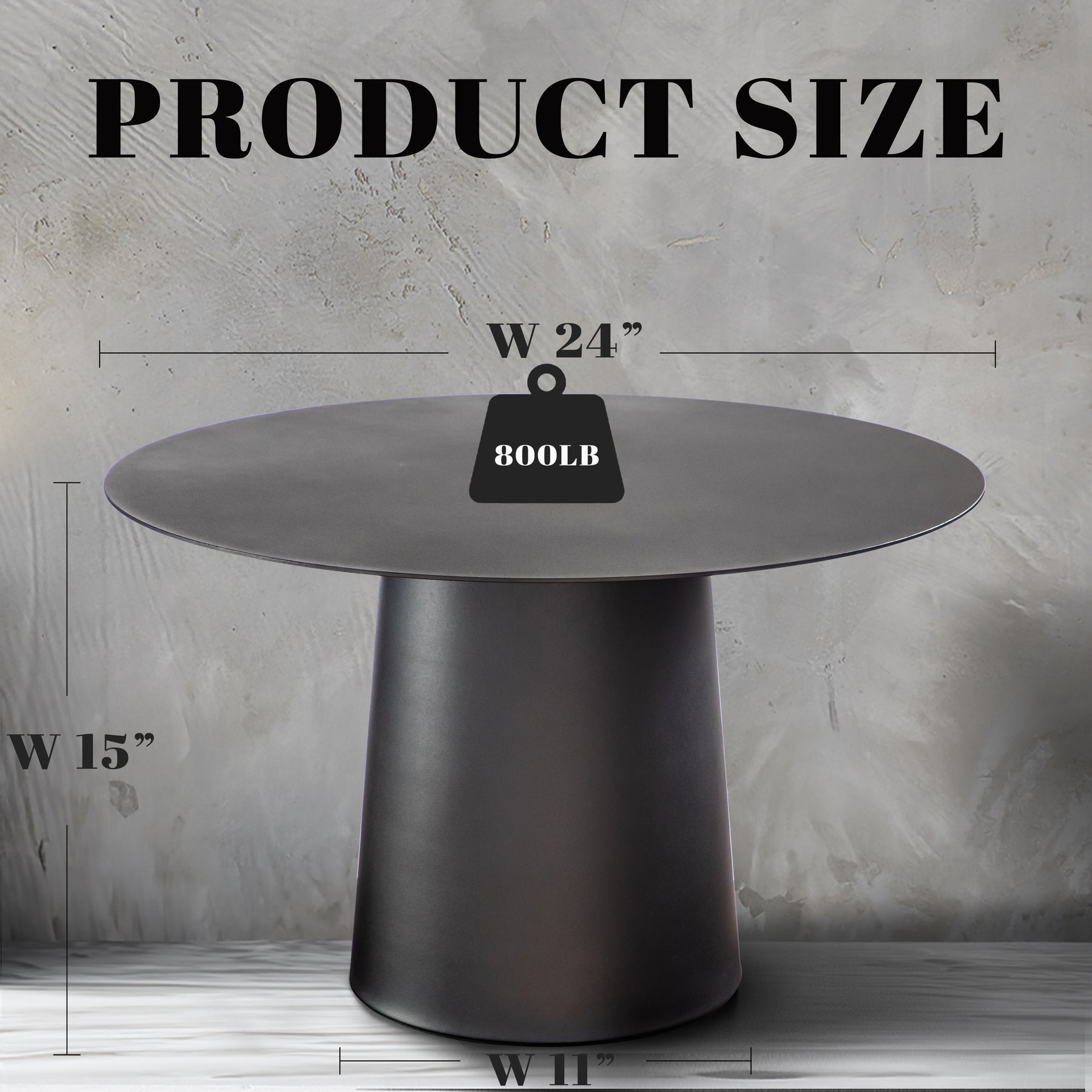OpenBox Mid Century Modern Metal Single Round Coffee Table -Black 23.6"W