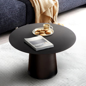 OpenBox Mid Century Modern Metal Single Round Coffee Table -Black 23.6"W
