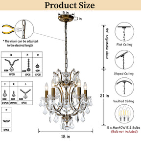 Classic Glam Antique Gold Crystal Chandelier