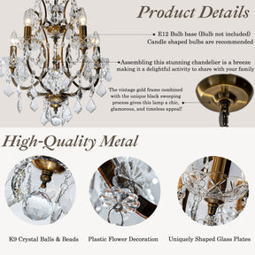 Classic Glam Antique Gold Crystal Chandelier