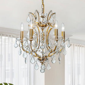 OpenBox 18'' 5-Light Classic/Traditional Lighting Fixture Antique Gold Ornate Crystal Chandelier