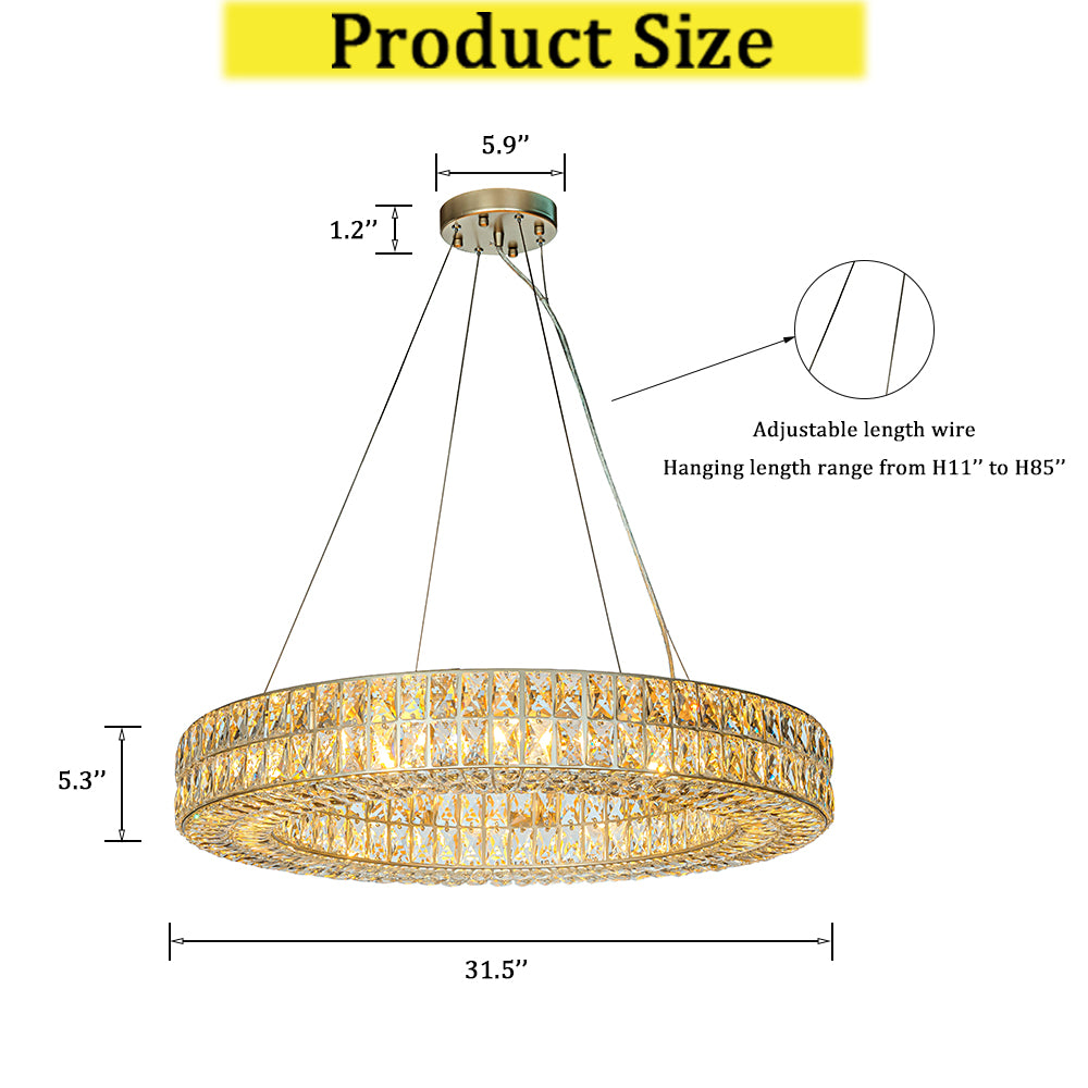 OpenBox 12-Light Unique/Statement Soft Gold Dining Room Wagon Wheel Chandelier With Crystal  Accents