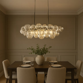 Glam 5-Light 43'' Modern Dining Room Chandelier with Hand-Blown Textured Clear Glass Globes and Chrome Finish