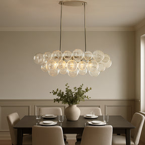 Glam 5-Light 43'' Modern Dining Room Chandelier with Hand-Blown Textured Clear Glass Globes and Chrome Finish