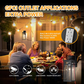 Dusk to Dawn Outdoor Wall Lantern with GFCI Outlets