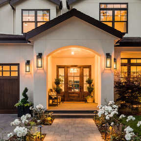 Dusk to Dawn Outdoor Wall Lantern with GFCI Outlets