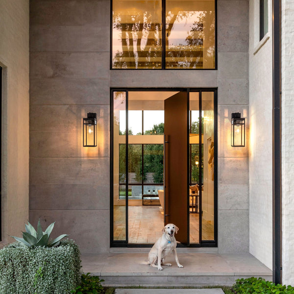 Dusk to Dawn Outdoor Wall Lantern with GFCI Outlets