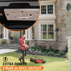Dusk to Dawn Outdoor Wall Lantern with GFCI Outlets