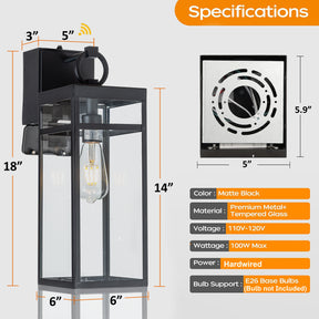 Dusk to Dawn Outdoor Wall Lantern with GFCI Outlets