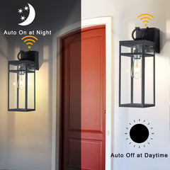 Dusk to Dawn Outdoor Wall Lantern with GFCI Outlets