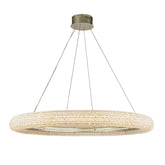 41'' Modern Silver Round LED Intergrated Crystal Chandelier Dimmable Glam Halo Hanging Light For Dining Room Living Room