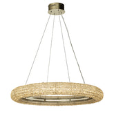 32 in. Contemporary LED Ring Chandelier in Soft Gold with Crystal Beads Accents