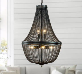 OpenBox Modern And Contemporary 6-Light Matte Black French Empire Chainmail Chandelier