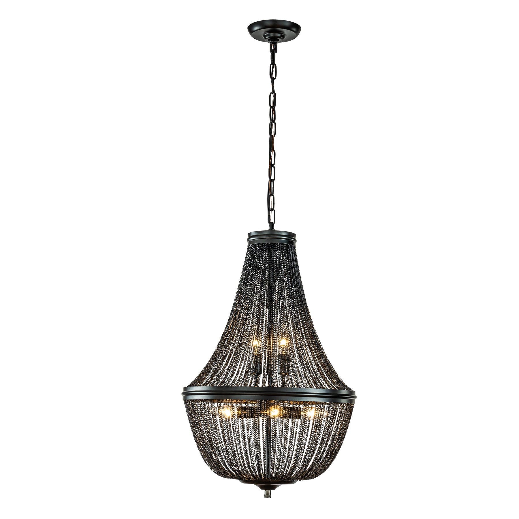 OpenBox Modern And Contemporary 6-Light Matte Black French Empire Chainmail Chandelier