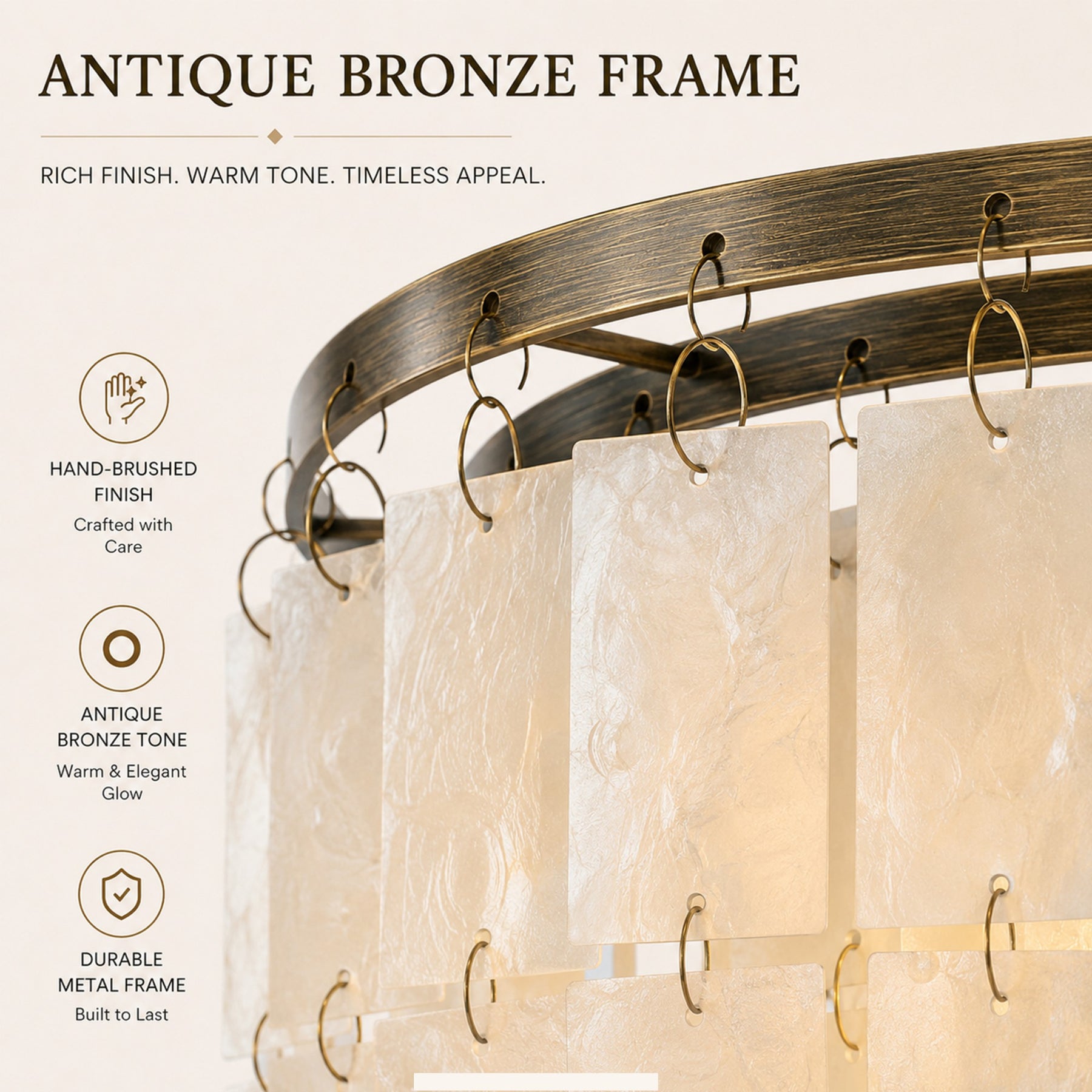 3-Light 18" 3-Tier Elegant Coastal Capiz Chandelier In Bronze Farmhouse Natural Seashell Light Fixtures For Dining Room
