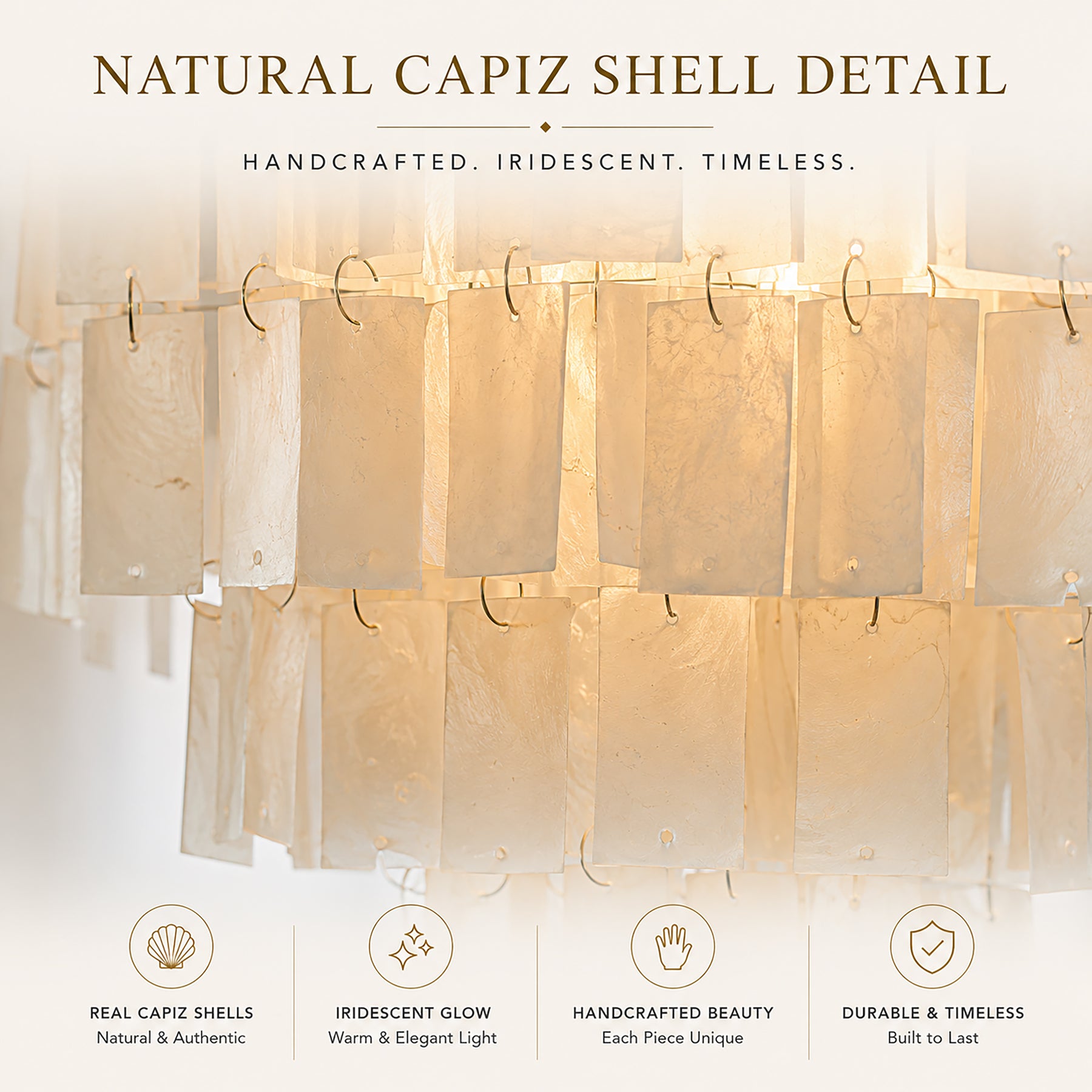 6-Light 23.6" 5-Tier Elegant Coastal Capiz Chandelier In Bronze Farmhouse Natural Seashell Light Fixtures For Dining Room