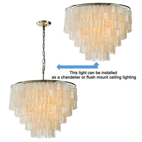6-Light 23.6" Modern Coastal Capiz Tiered Flush Mount Bronze Farmhouse Natural Seashell Ceiling Light For Dining Room
