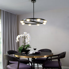 8-Light Modern Contemporary Circle Integrated Led Chandelier With Frosted Acrylic Shade