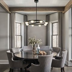 8-Light Modern Contemporary Circle Integrated Led Chandelier With Frosted Acrylic Shade