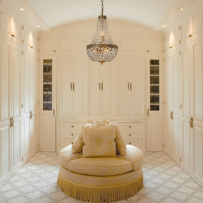 Vintage Crystal Basket Chandelier in Antique Gold