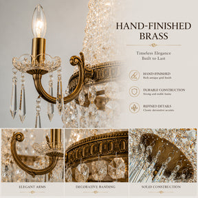 Classic 12-Light Antique Bronze Empire Crystal Chandelier