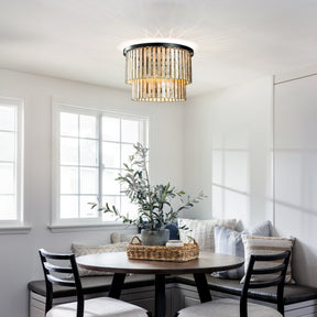 Coastal Capiz Seashells Flush Mount Ceiling Light in Matte Black with Rectangular Shells Panes