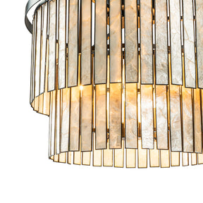 Coastal Natural Capiz Round Chandelier in Matte Black