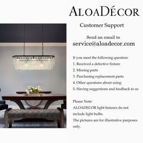 5-Light 39'' Matte Black Rectangle Elegant Textured Glass Chandelier Vintage Art Glass Pendant Light For Dining Room Ktichen Island