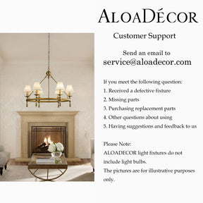 6 Lights W34 Vintage Brass and White Pleated Fabric Chandeliers for Dining Room