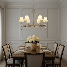OpenBox Vintage Nickel Chandelier 6-Light Classic Pendant Fixture Elegant Interior Lighting With White Shades