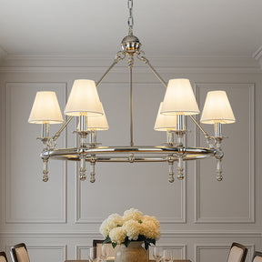 OpenBox Vintage Nickel Chandelier 6-Light Classic Pendant Fixture Elegant Interior Lighting With White Shades