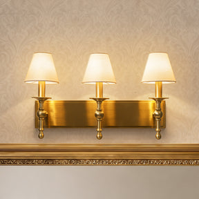 24'' 3-light Classic Wall Sconce Dimmable Contemporary Triple Bath Sconce in Warm Brass with White Fabric Shade For Hallway Bathroom Bedroom