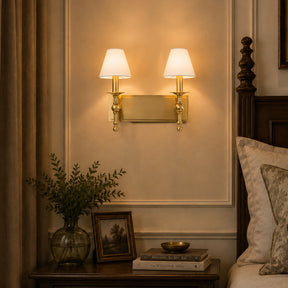 16'' 2-Light Classic Warm Brass Wall Sconces Dimmable Contemporary Double Shade Bath Sconce For Hallway Bathroom Bedroom