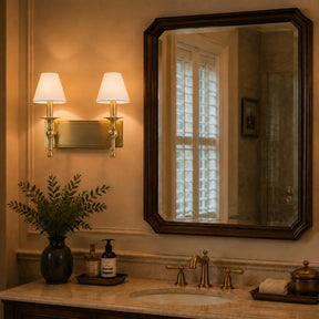 16'' 2-Light Classic Warm Brass Wall Sconces Dimmable Contemporary Double Shade Bath Sconce For Hallway Bathroom Bedroom
