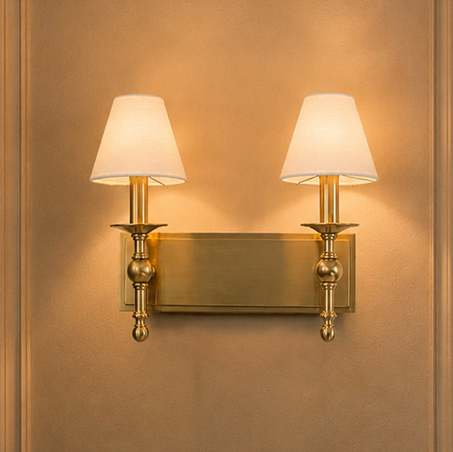 16'' 2-Light Classic Warm Brass Wall Sconces Dimmable Contemporary Double Shade Bath Sconce For Hallway Bathroom Bedroom