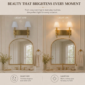 16'' 2-Light Classic Warm Brass Wall Sconces Dimmable Contemporary Double Shade Bath Sconce For Hallway Bathroom Bedroom
