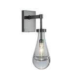 1-Light W5" Farmhouse Raindrop Glass Brush Black Nickel Wall Light Rustic Teardrop Bathrooom Vanity Light