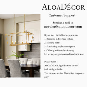 5-Light 39'' Modern Industrial Matte Gold Linear Lantern Geometric Chandelier Rectangle Cage Light For Kitchen Island