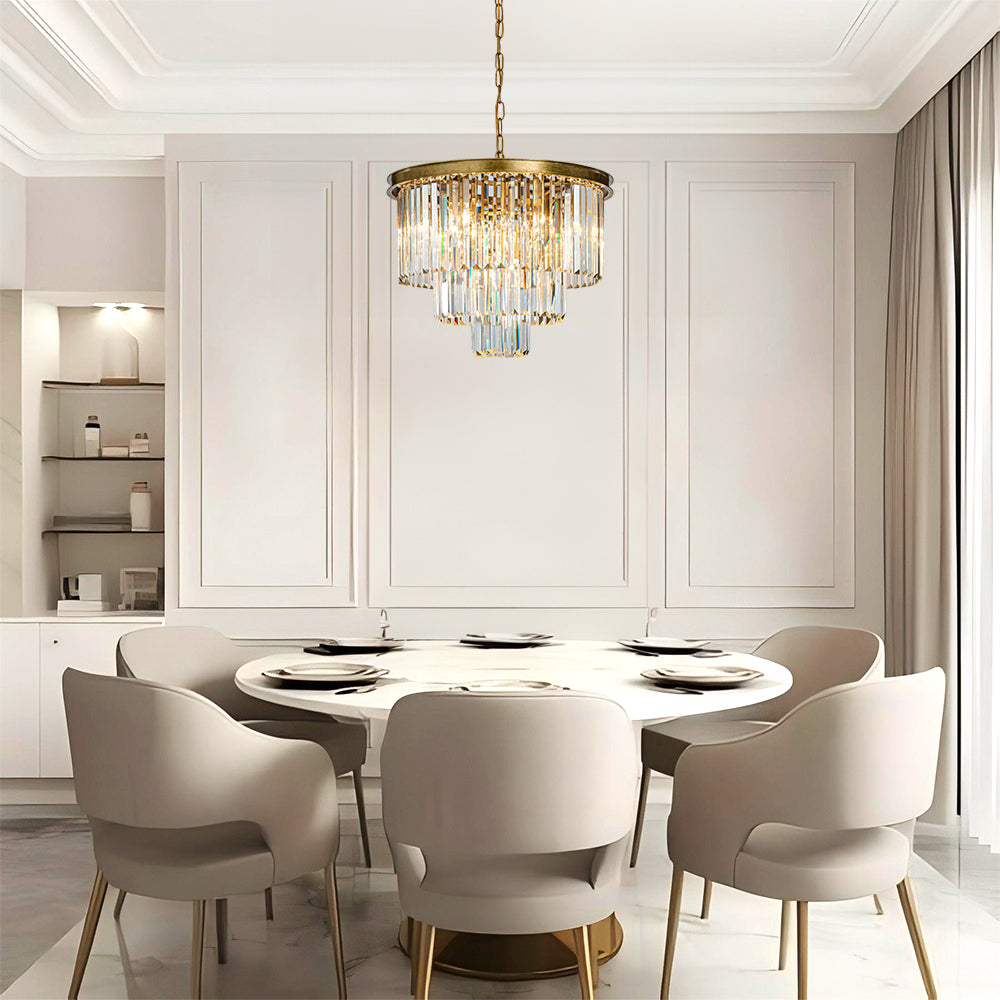 OpenBox 20 in. 10-Light Modern Unique Tiered Crystal Chandelier in Matte Gold