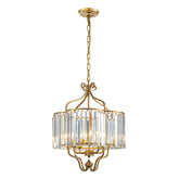 4 Lights W18in Glam Crystal Chandelier in Matte Gold Luxury Unique Drum Shape Pendant Light for Dining Room