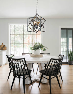 4-Light Modern Geometric Chandelier Metal Caged Ceiling Hanging Pendant in Matte Black