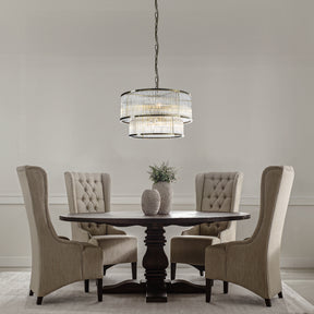 21'' Wide Modern Glam Antique Bronze 10-Light 2-Tier Glass Drum Chandelier Contemporary Hanging Light For Living Room Dining Room