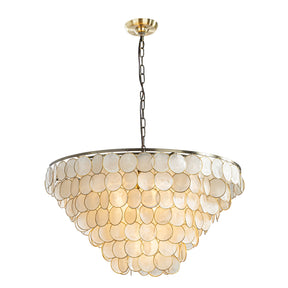 OpenBox 7-Light 30'' Modern Coastal Aged Bronze Natural Capiz Shell Tiered Chandelier Vintage Glam Pendant Light