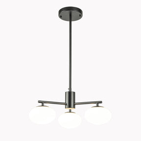3-Light 20'' Matte Black Century Modern Opal Glass Chandelier Classic Globe Pendant Light For Dining Room