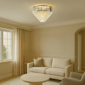 5 Lights 20" Modern Glam Antique Gold Crystal Tiered Flush Mount Luxury Ceiling Light  For Dining Room & Bedroom  & Entryway