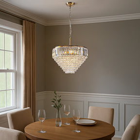 5 Lights 20" Modern Glam Antique Gold Crystal Tiered Chandelier Luxury Ceiling Light  For Dining Room & Bedroom  & Entryway