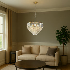 5 Lights 20" Modern Glam Antique Gold Crystal Tiered Chandelier Luxury Ceiling Light  For Dining Room & Bedroom  & Entryway
