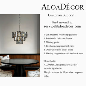 4-Light Dimmable 3-Tier Smoked Crystal Flush Mount Ceiling Light 14" Round Low Profile Chandelier with Polished Nickel Finish and Stainless Steel Accents for Dining Room, Entryway